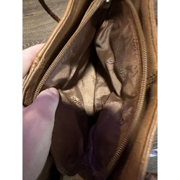 Fossil Vintage Brown Pebbled Leather Shoulder Bag Purse Braided Straps Key - Picture 13 of 13